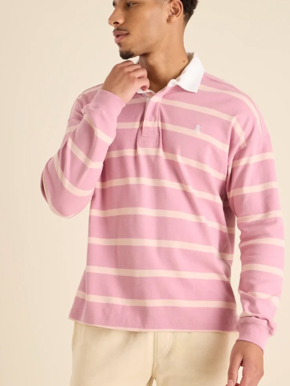 Cubbies The Smooth Mauve | Light Pink Stripe Rugby Pullover | Size L